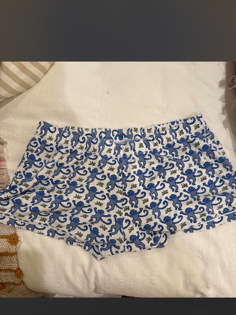 Roller Rabbit White Set with Blue Monkey Print - Picture 2 of 4